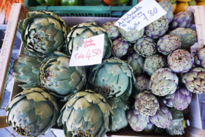 artichokes at lausanne market